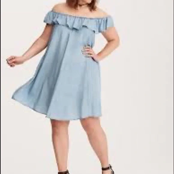 torrid | Dresses | Torrid Off Shoulder Denim Dress | Poshmark